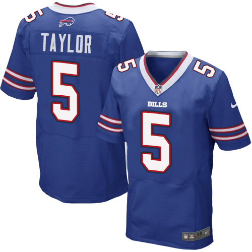 Men's Elite Tyrod Taylor Nike Jersey Royal Blue Home - #5 NFL Buffalo Bills
